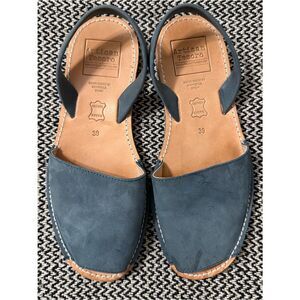 Artisan Tesoro Denim Blue Leather Avarca Sandals - Menorca Style